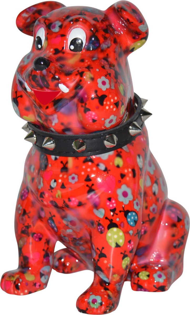 Bulldog Buddy spaarpot | Hond - rood met lieveheersbeestjes| Pomme pidou